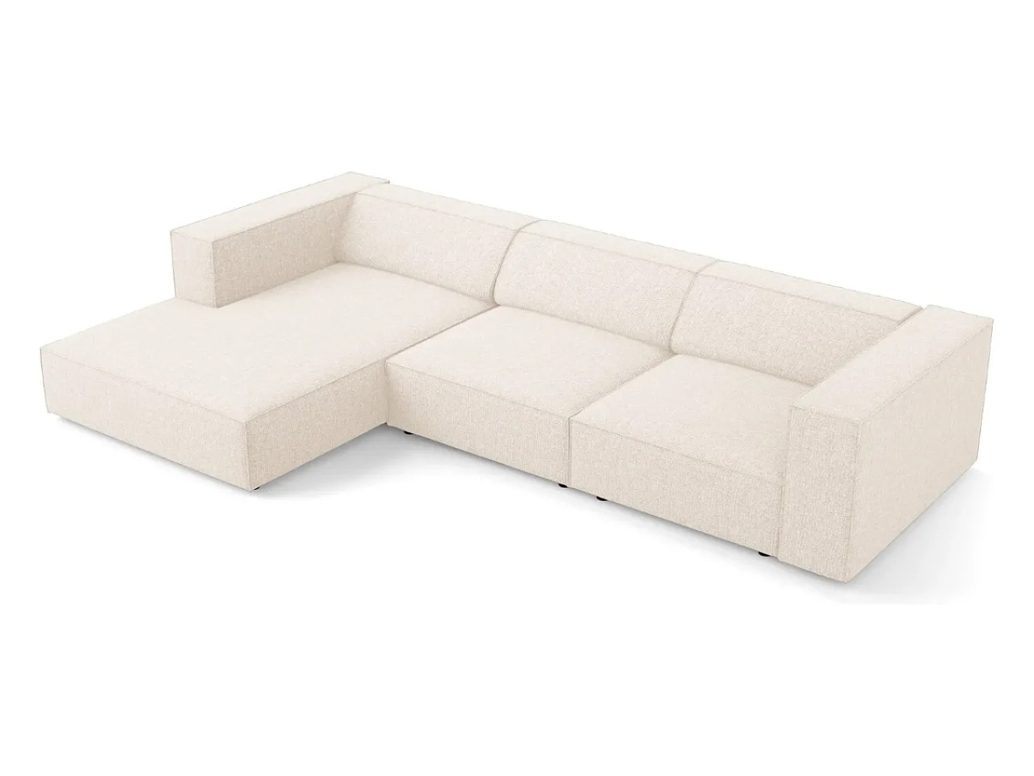 Hot Cosmopolitan Design - Sofá de canto esquerdo "Arendal" 4 lugares em tecido chenille claro - 284x166x70cm Bege