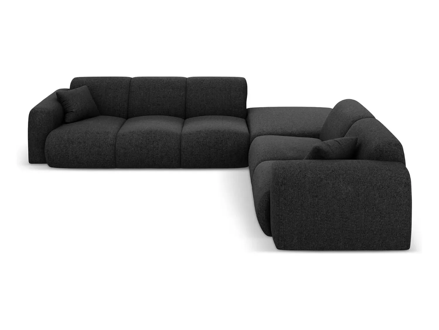 Sofá*Cosmopolitan Design - Sofá de canto direito "Nolio" 4 lugares em tecido chenille - 315x250x72cm Preto