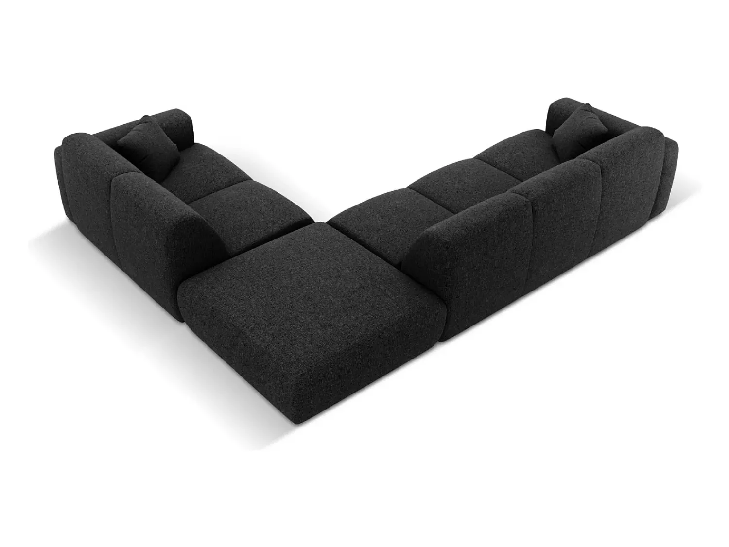 Sofá*Cosmopolitan Design - Sofá de canto direito "Nolio" 4 lugares em tecido chenille - 315x250x72cm Preto