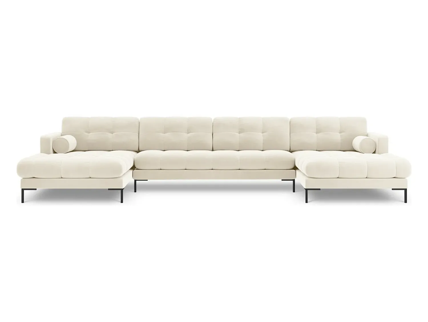 Hot Cosmopolitan Design - Sofá panorâmico "Bali" 7 lugares em veludo claro - 383x185x75cm Bege