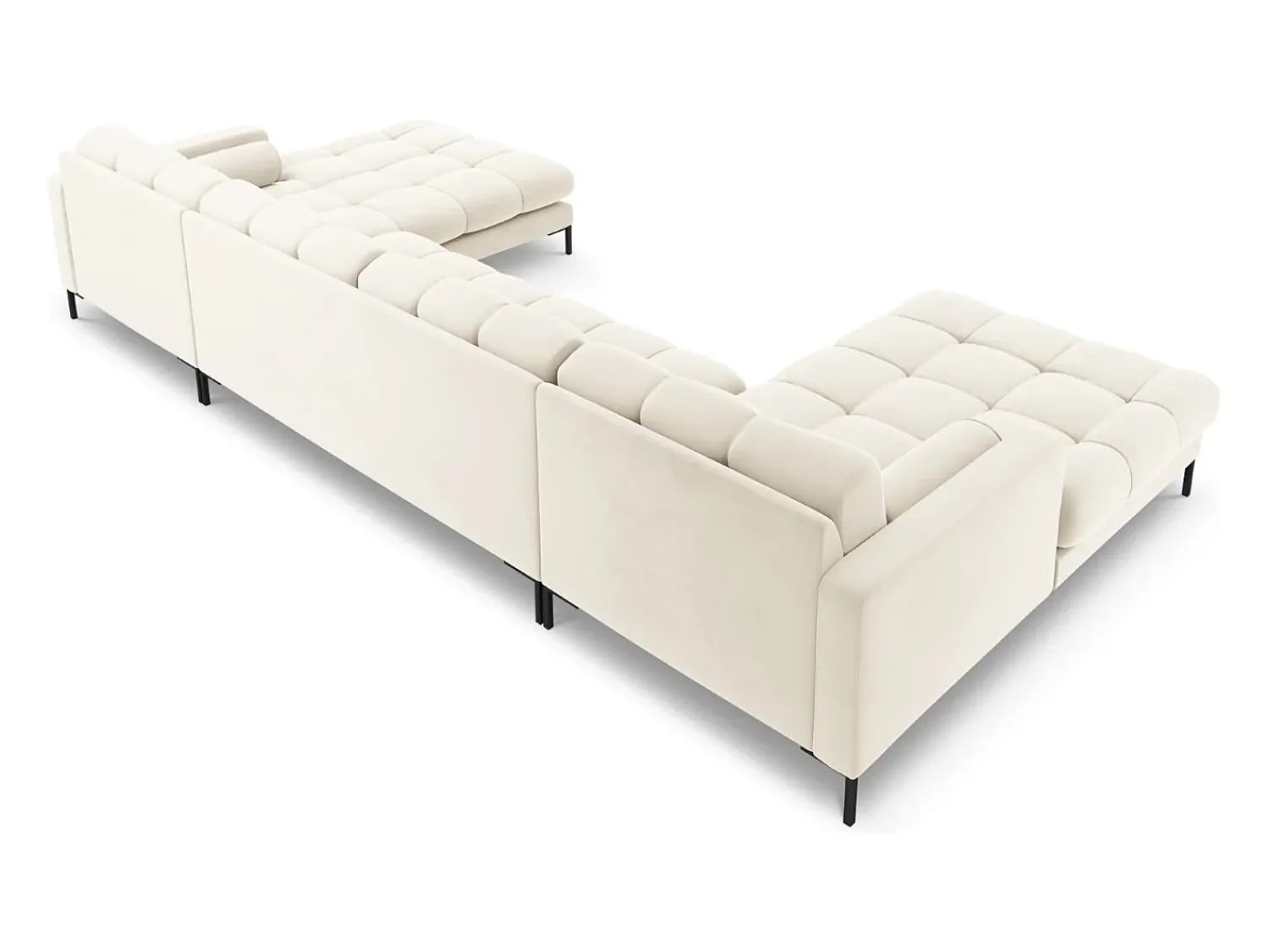 Hot Cosmopolitan Design - Sofá panorâmico "Bali" 7 lugares em veludo claro - 383x185x75cm Bege