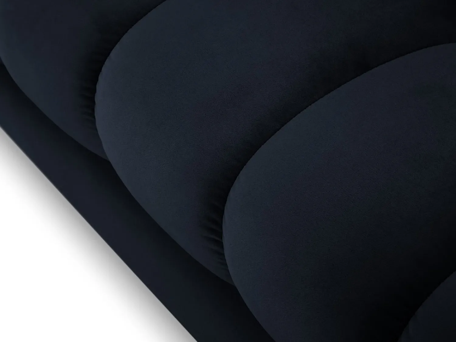 Clearance Cosmopolitan Design - Sofá de canto direito "Bali" 5 lugares em veludo - 293x185x75cm Azul escuro