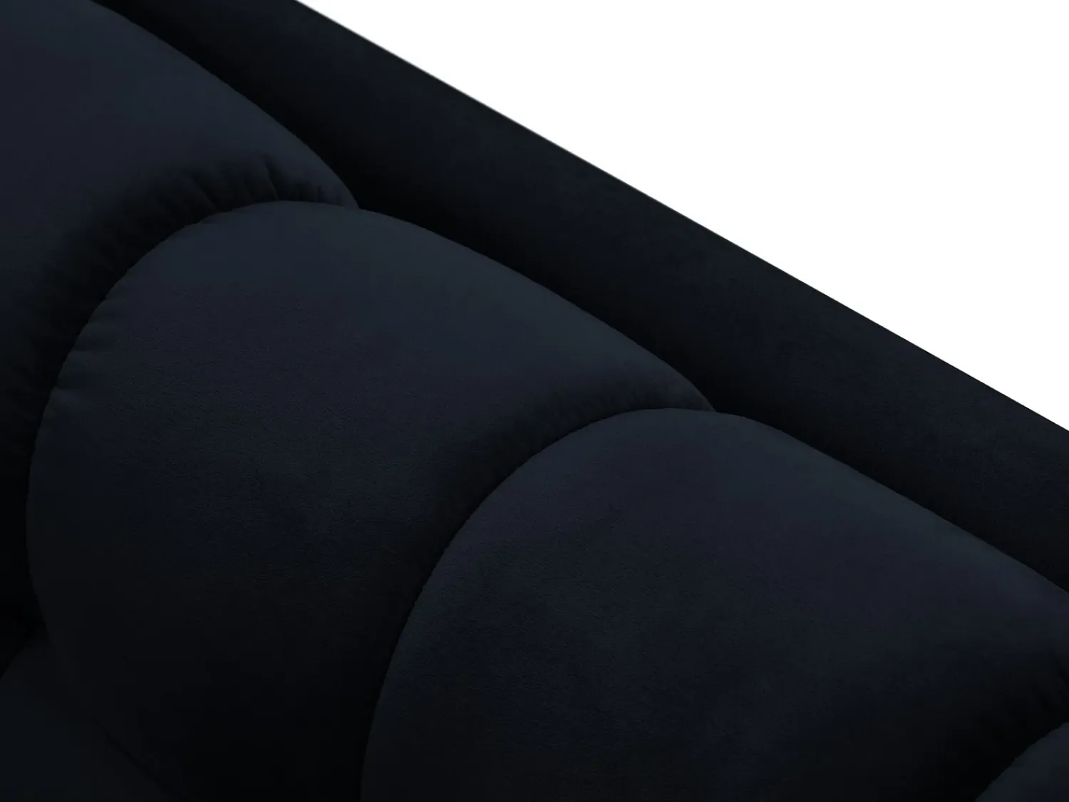 Clearance Cosmopolitan Design - Sofá de canto direito "Bali" 5 lugares em veludo - 293x185x75cm Azul escuro