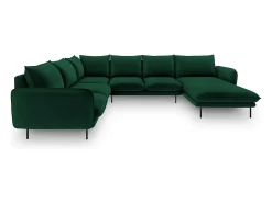 Sofá*Cosmopolitan Design - Sofá de canto panorâmico à esquerda "Vienna" 7 lugares em veludo verde garrafa - 330x235x95cm Verde pinho