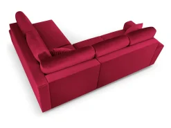 Sofá|Cosmopolitan Design - Sofá convertível de canto direito com caixa de arrumação "Kyoto" 5 lugares em veludo - 243x194x88cm Vermelho