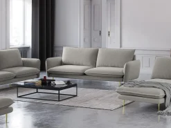 Sofá|Cosmopolitan Design - Sofá "Vienna" 3 lugares em tecido estrutural cinza claro - 200x92x95cm Cinzento claro