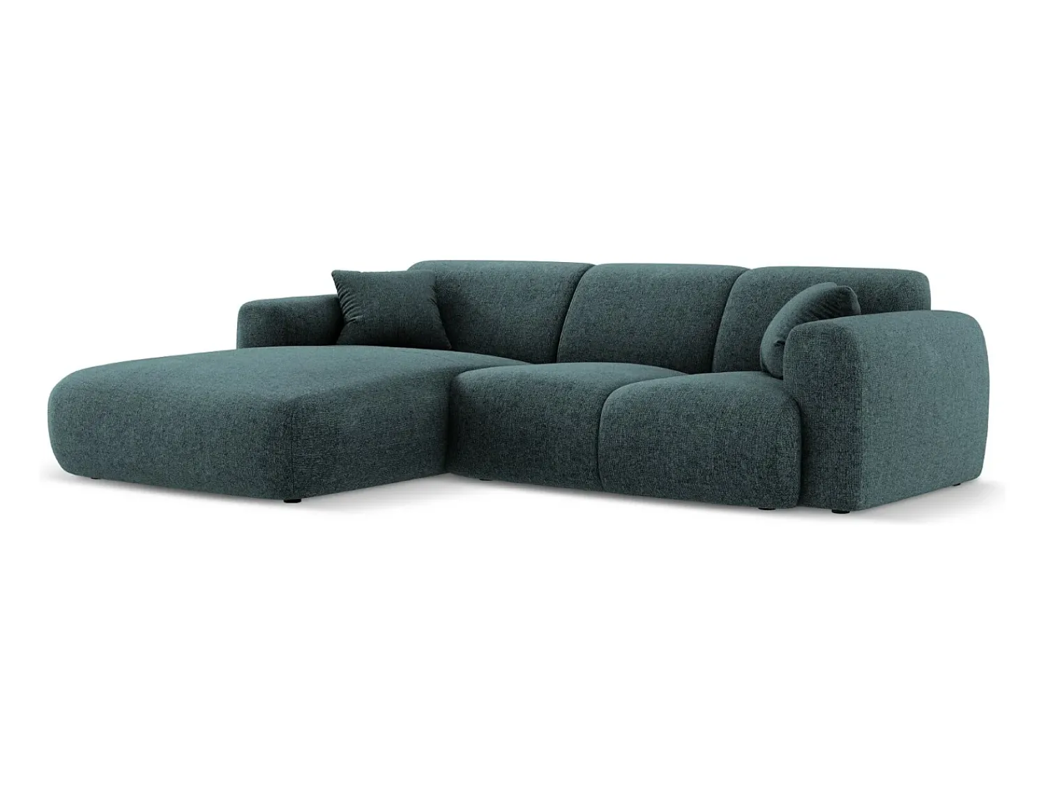 Sofá*Cosmopolitan Design - Sofá de canto esquerdo "Nolio" 4 lugares em tecido chenille petróleo - 260x170x72cm Verde esmeralda