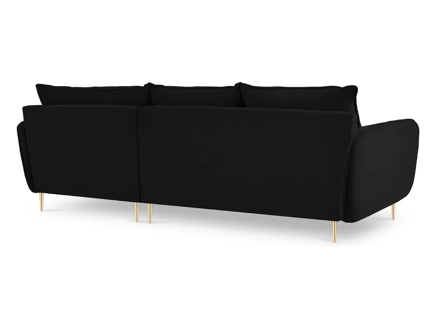 Sofá|Cosmopolitan Design - Sofá de canto direito "Vienna" 5 lugares em veludo - 255x170x95cm Preto