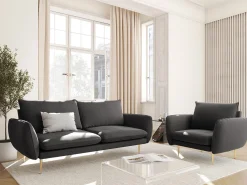 Cosmopolitan Design - Sofá "Vienna" 2 lugares em veludo cinza escuro - 160x92x95cm^ Sofá