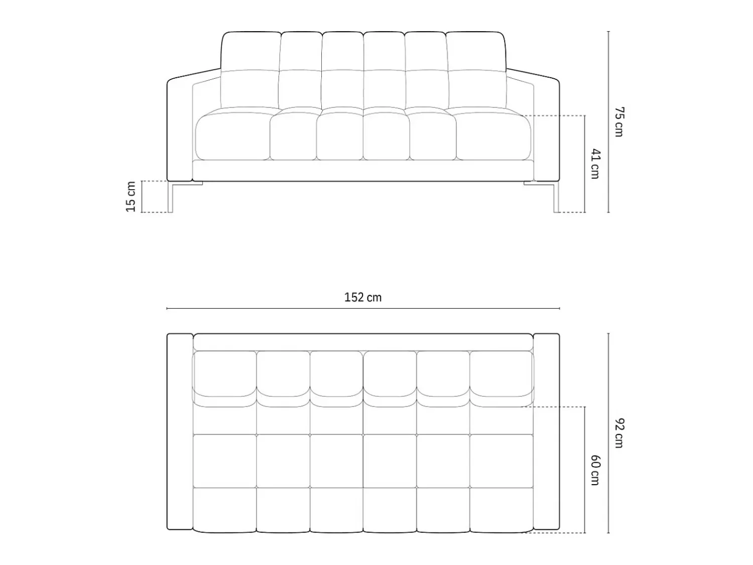 Discount Cosmopolitan Design - Sofá "Bali" 2 lugares em tecido estrutural claro - 152x92x75cm Bege