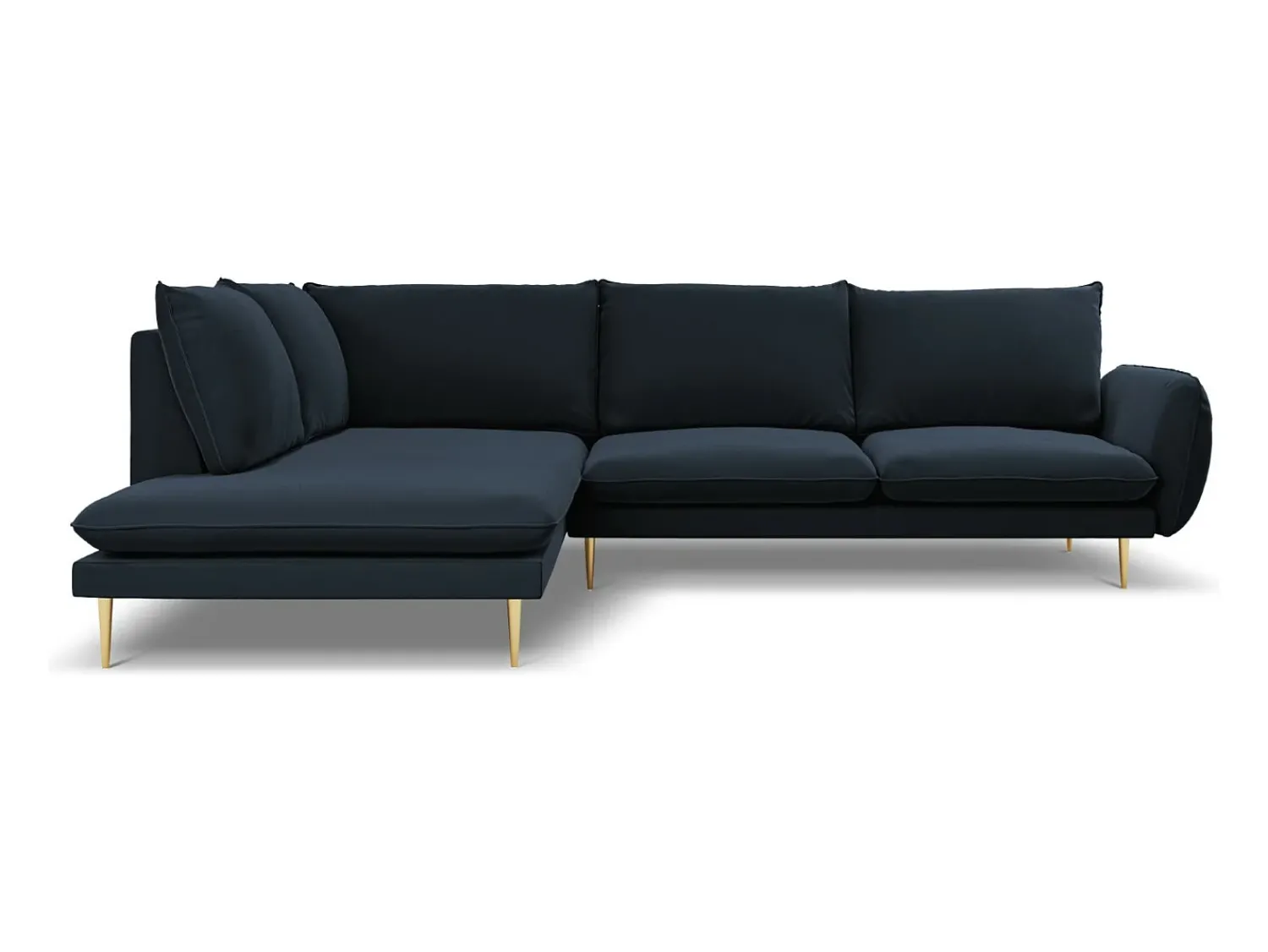 Cosmopolitan Design - Sofá de canto esquerdo "Vienna" 6 lugares em veludo - 275x185x95cm^ Sofá