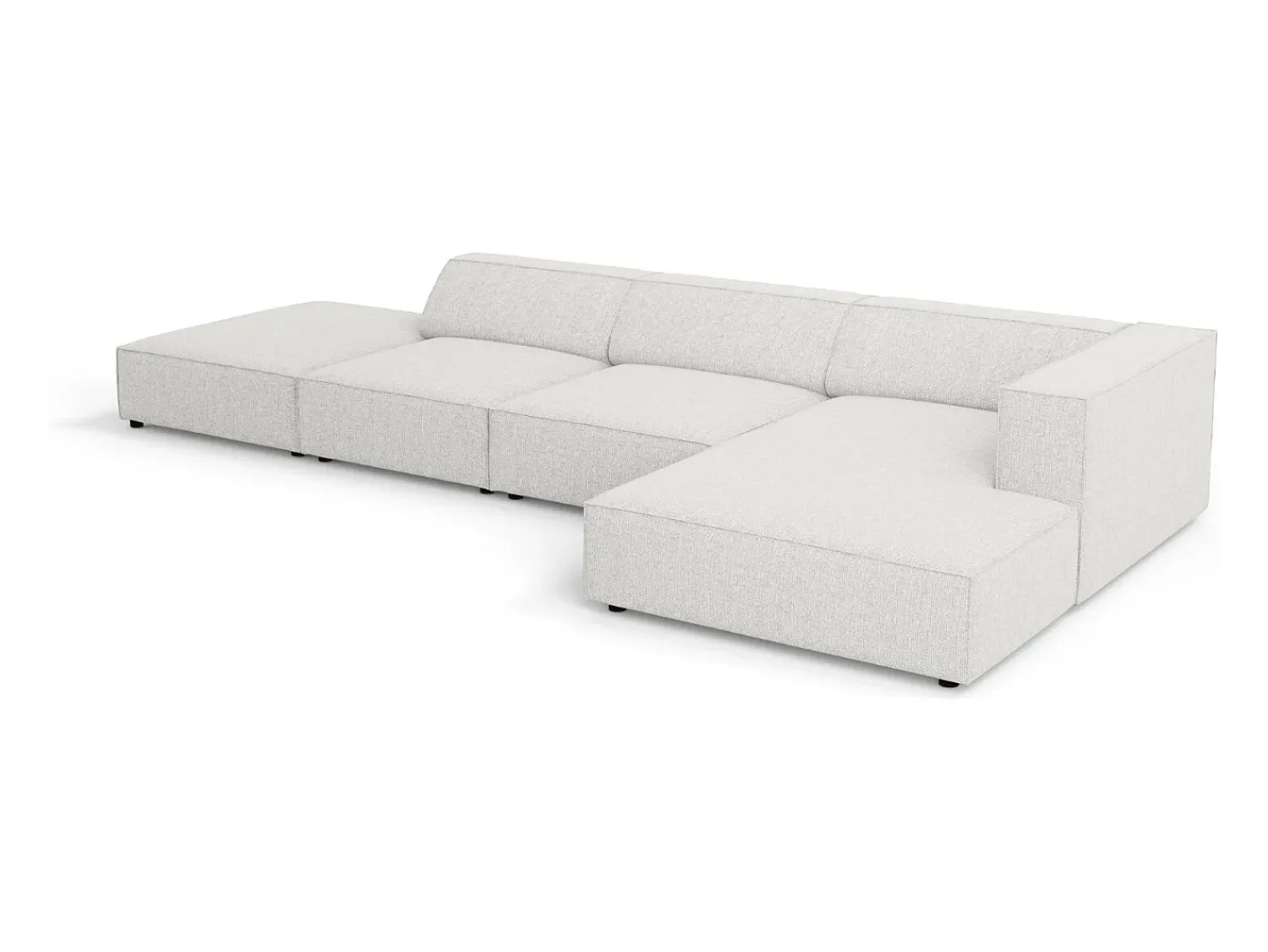 Sofá*Cosmopolitan Design - Sofá de canto direito "Arendal" 5 lugares em tecido chenille cinza claro - 341x166x70cm Cinzento claro
