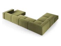 Sofá|Cosmopolitan Design - Sofá de canto panorâmico à esquerda "Arendal" 7 lugares em veludo - 364x262x70cm Verde claro