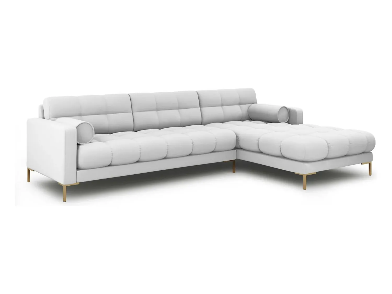 Best Cosmopolitan Design - Sofá de canto direito "Bali" 5 lugares em tecido estrutural cinza claro - 293x185x75cm Cinzento claro