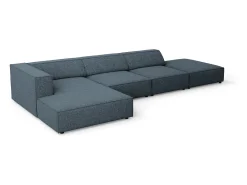 Sofá*Cosmopolitan Design - Sofá de canto esquerdo "Arendal" 5 lugares em tecido chenille azul real - 341x166x70cm Azul escuro