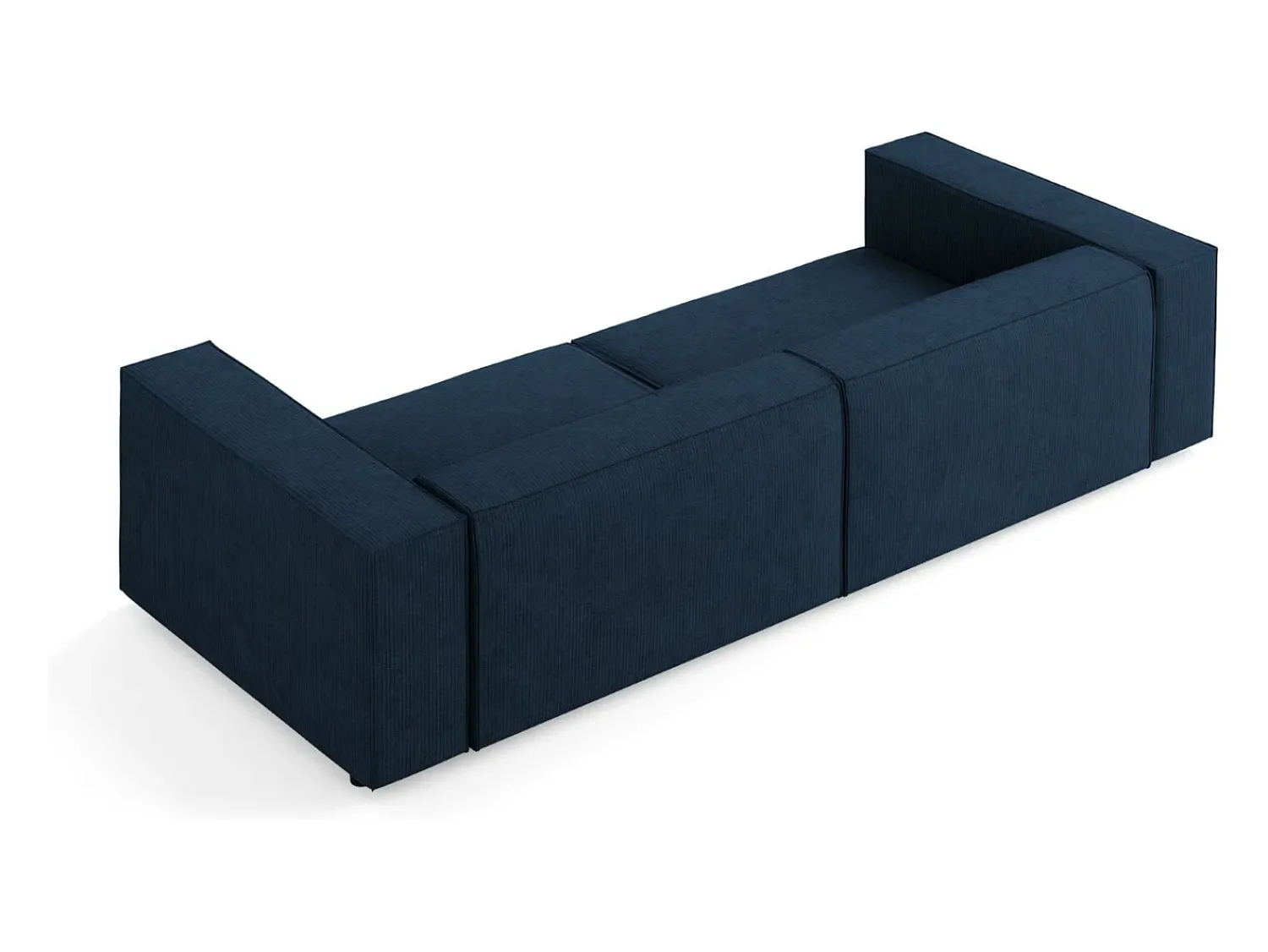 Cosmopolitan Design - Sofá "Arendal" 4 lugares em tecido chenille com efeito canelado azul real - 244x102x70cm^ Sofá