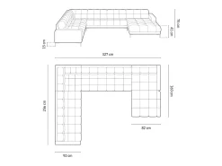 Sofá*Cosmopolitan Design - Sofá de canto panorâmico à esquerda "Bali" 7 lugares em tecido estrutural - 327x256x75cm Verde