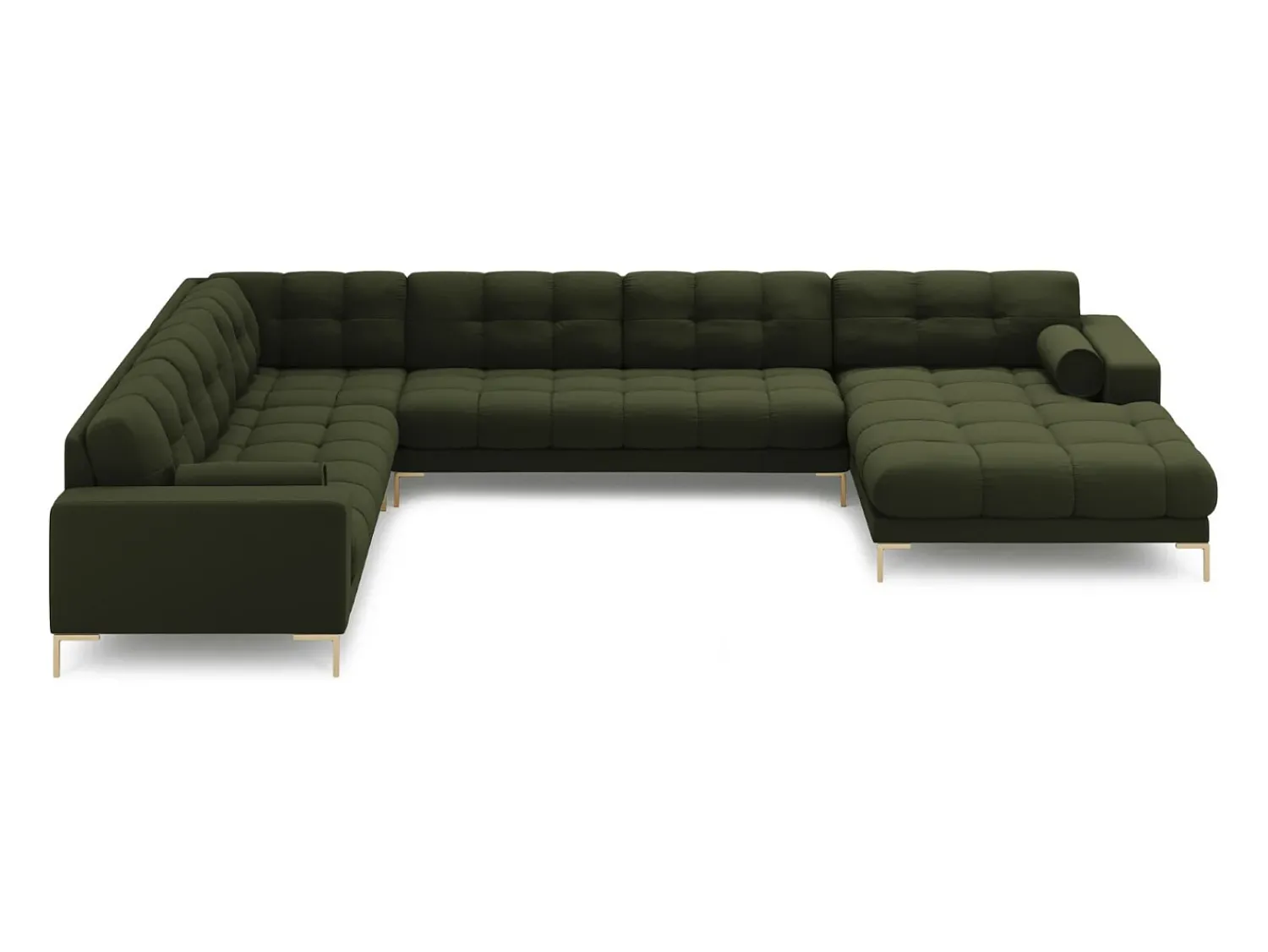 Sofá*Cosmopolitan Design - Sofá de canto panorâmico à esquerda "Bali" 7 lugares em tecido estrutural - 327x256x75cm Verde
