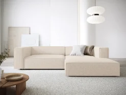 Sofá*Cosmopolitan Design - Sofá de canto direito "Arendal" 3 lugares em tecido chenille claro - 224x166x70cm Bege