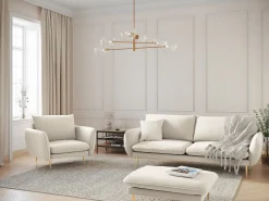 Sofá*Cosmopolitan Design - Sofá "Vienna" 2 lugares em tecido bouclé - 160x92x95cm Bege