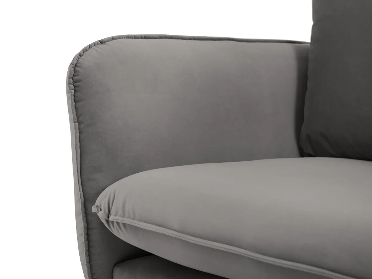 Cosmopolitan Design - Sofá "Vienna" 4 lugares em veludo cinza claro - 230x92x95cm^ Sofá