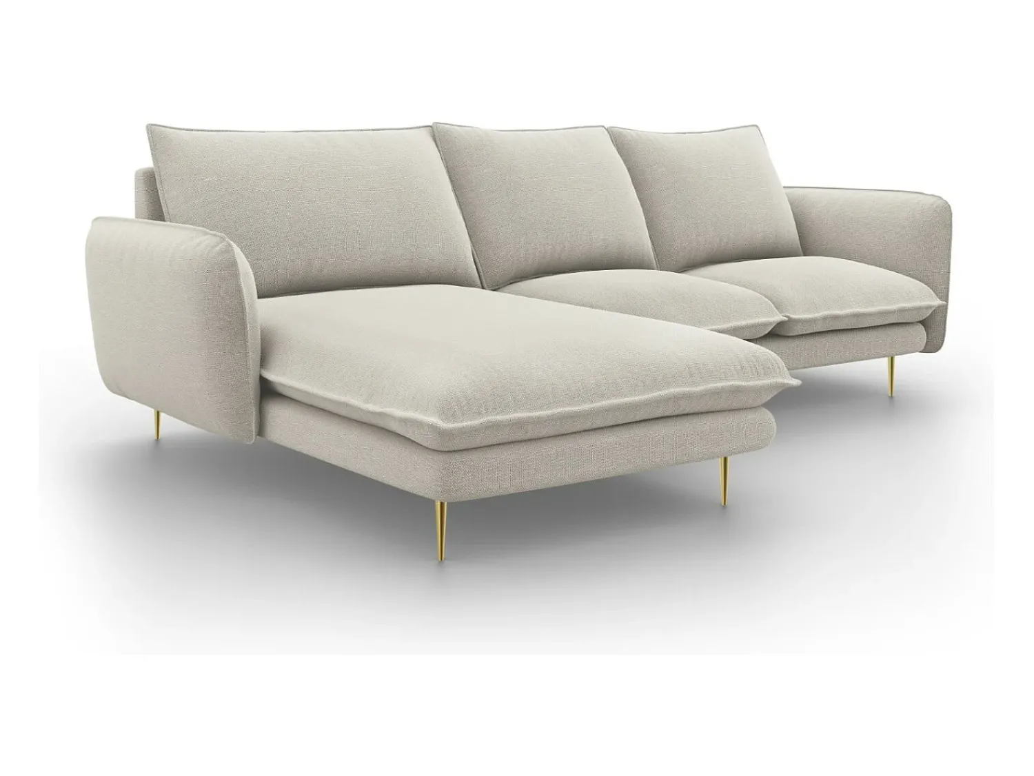 Cosmopolitan Design - Sofá de canto esquerdo "Vienna" 5 lugares em tecido estrutural claro - 255x170x95cm^ Sofá