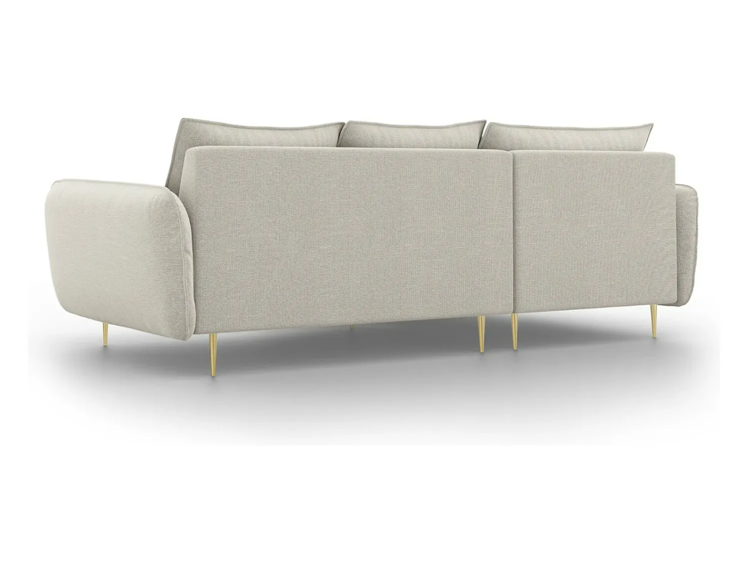 Cosmopolitan Design - Sofá de canto esquerdo "Vienna" 5 lugares em tecido estrutural claro - 255x170x95cm^ Sofá