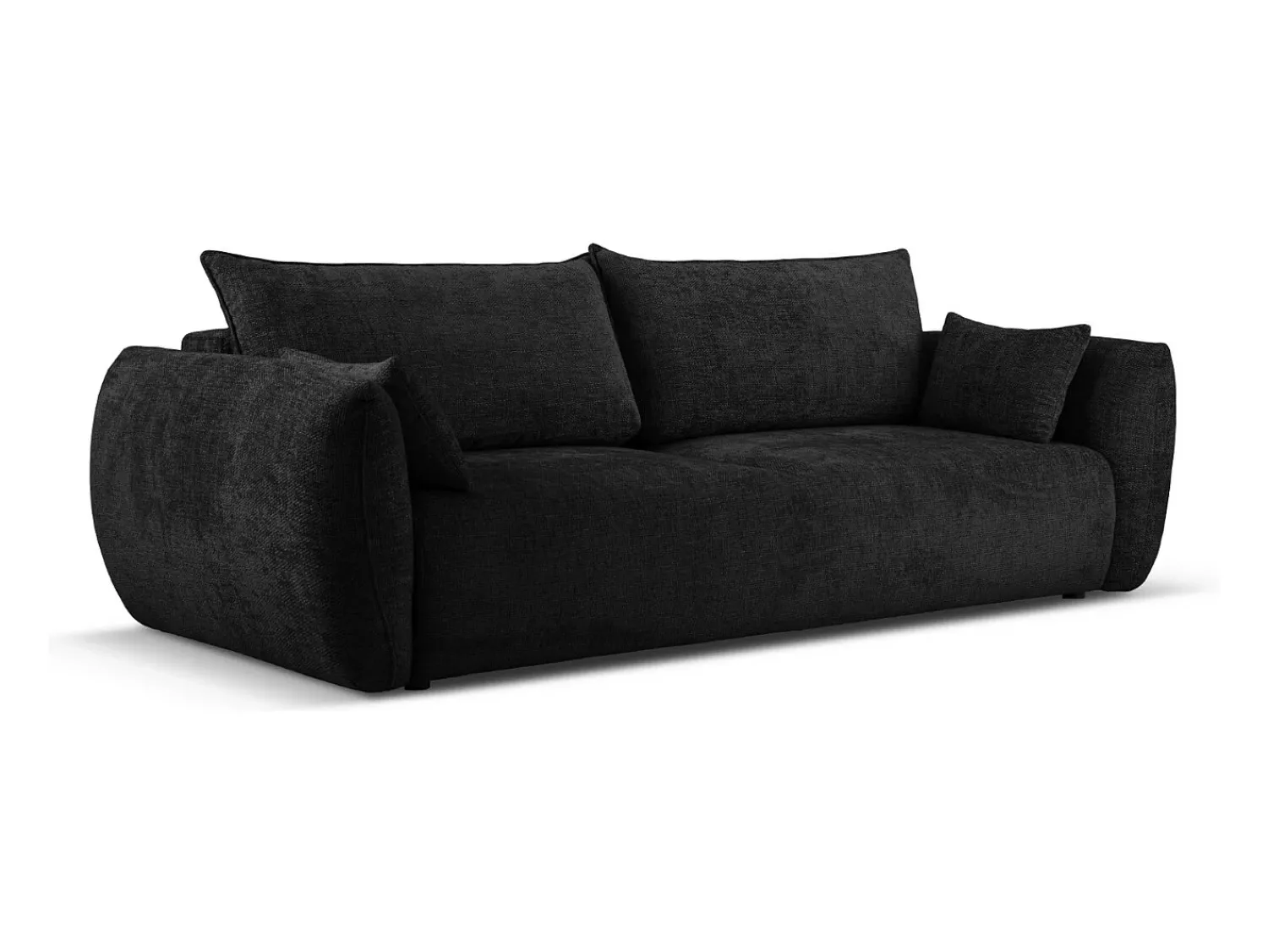 Sofá|Cosmopolitan Design - Sofá-cama com compartimento de arrumação "Matera" 3 lugares em tecido chenille - 240x108x86cm Preto