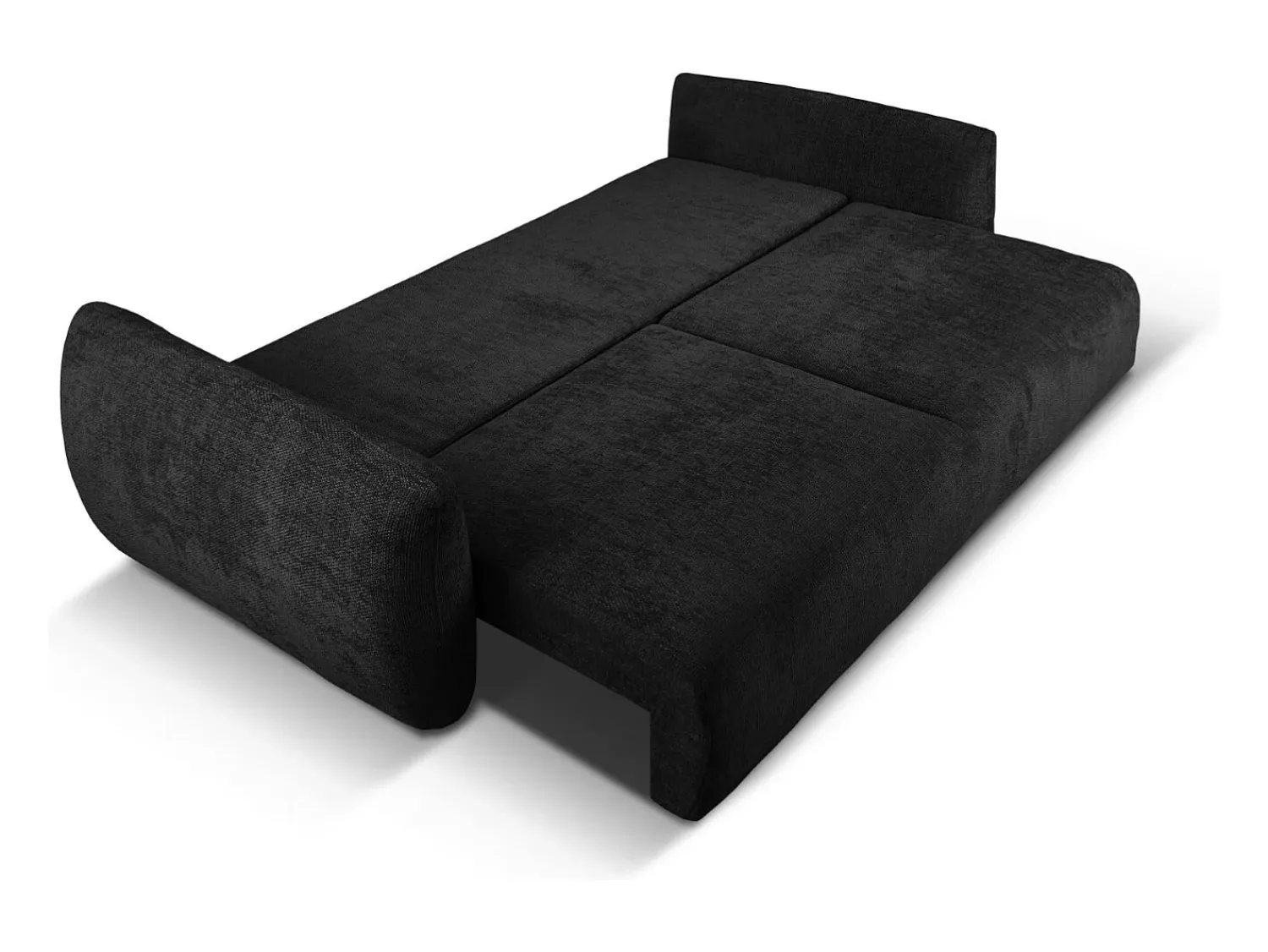 Sofá|Cosmopolitan Design - Sofá-cama com compartimento de arrumação "Matera" 3 lugares em tecido chenille - 240x108x86cm Preto