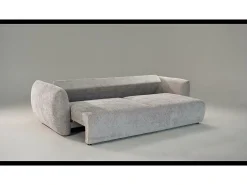 Sofá*Cosmopolitan Design - Sofá-cama com compartimento de arrumação "Matera" 3 lugares em tecido chenille azul real - 240x108x86cm Azul escuro