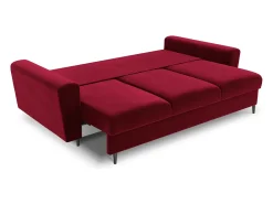 Sofá*Cosmopolitan Design - Sofá-cama com compartimento de arrumação "Kyoto" 3 lugares em veludo - 235x100x88cm Vermelho