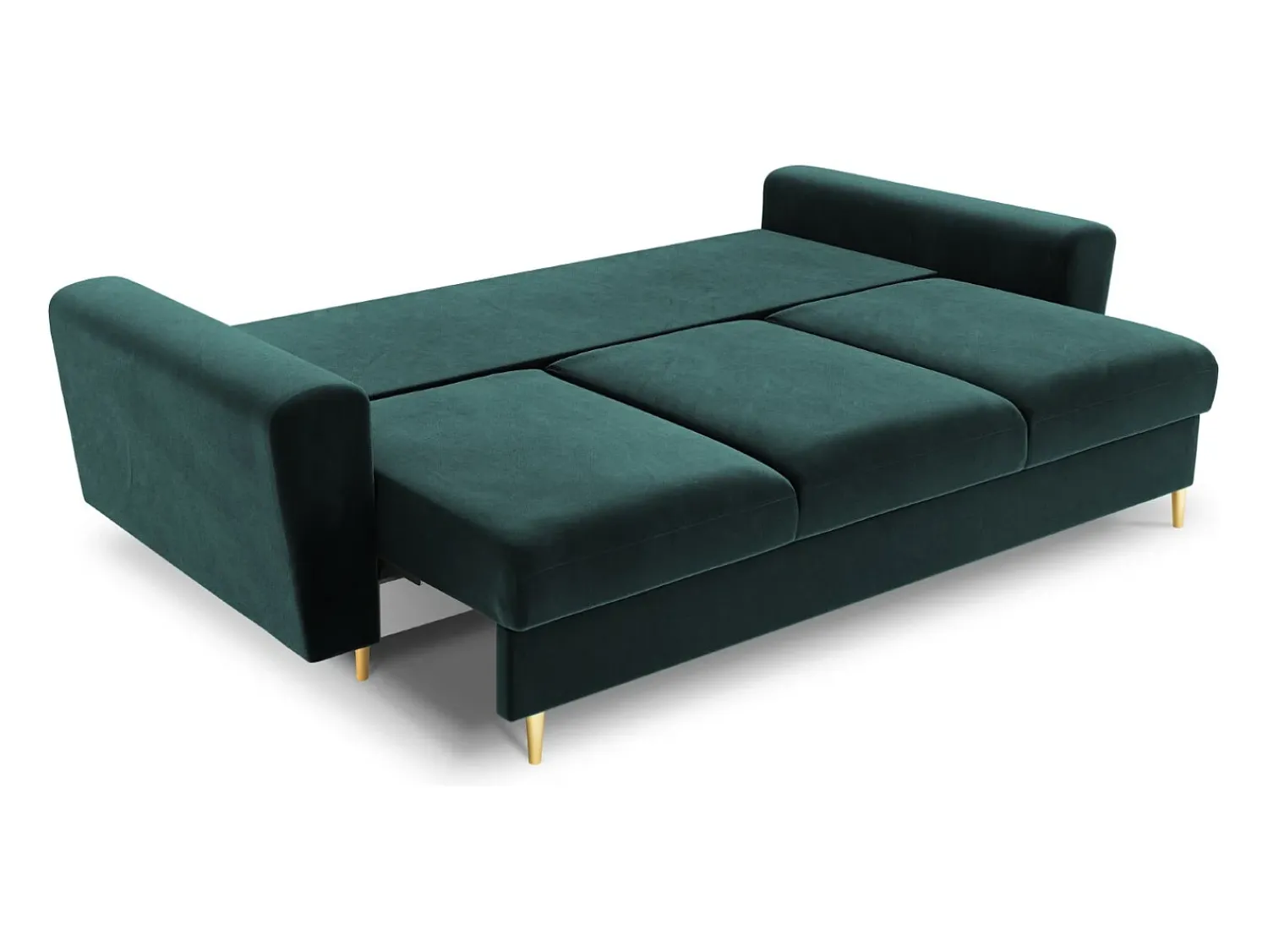Sofá|Cosmopolitan Design - Sofá-cama com compartimento de arrumação "Kyoto" 3 lugares em veludo petróleo - 235x100x88cm Verde esmeralda