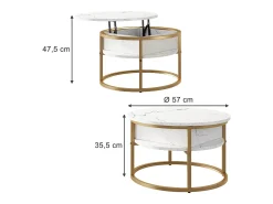 Mesa De Centro|Vicco Couchtisch mármore branco 57x57x47.5 marlo Branco sujo