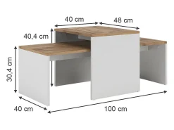 Hot Vicco Couchtisch-Set carvalho branco/dourado 100x48x40.4 donat Natural escuro