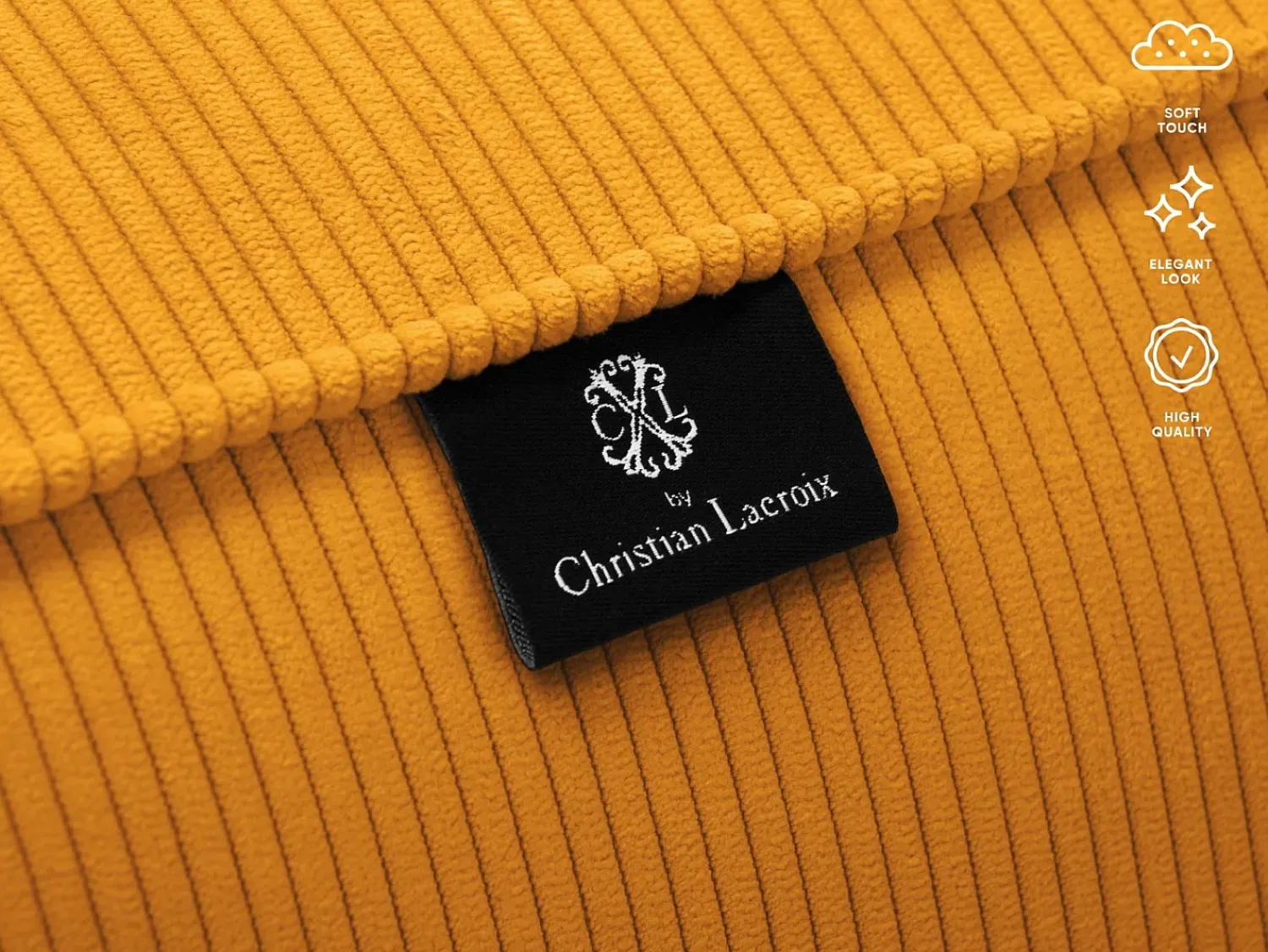 CXL by Christian Lacroix - Sofá "Tendance" 1,5 lugares em veludo cotelê - 156x122x72cm Amarelo