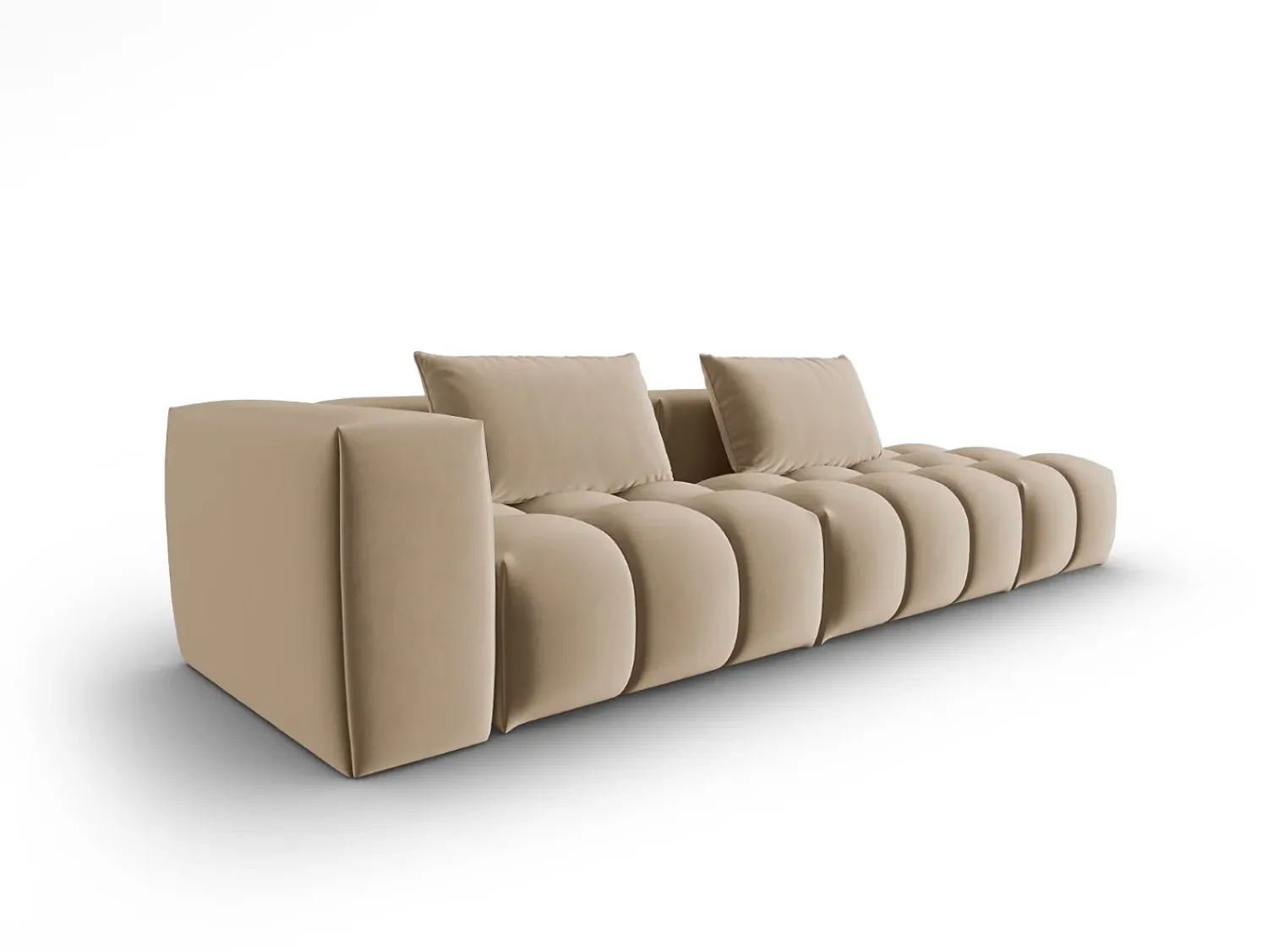 New CXL by Christian Lacroix - Sofá modular direito "Lorella" 3 lugares em veludo areia - 265x85x70cm Camel