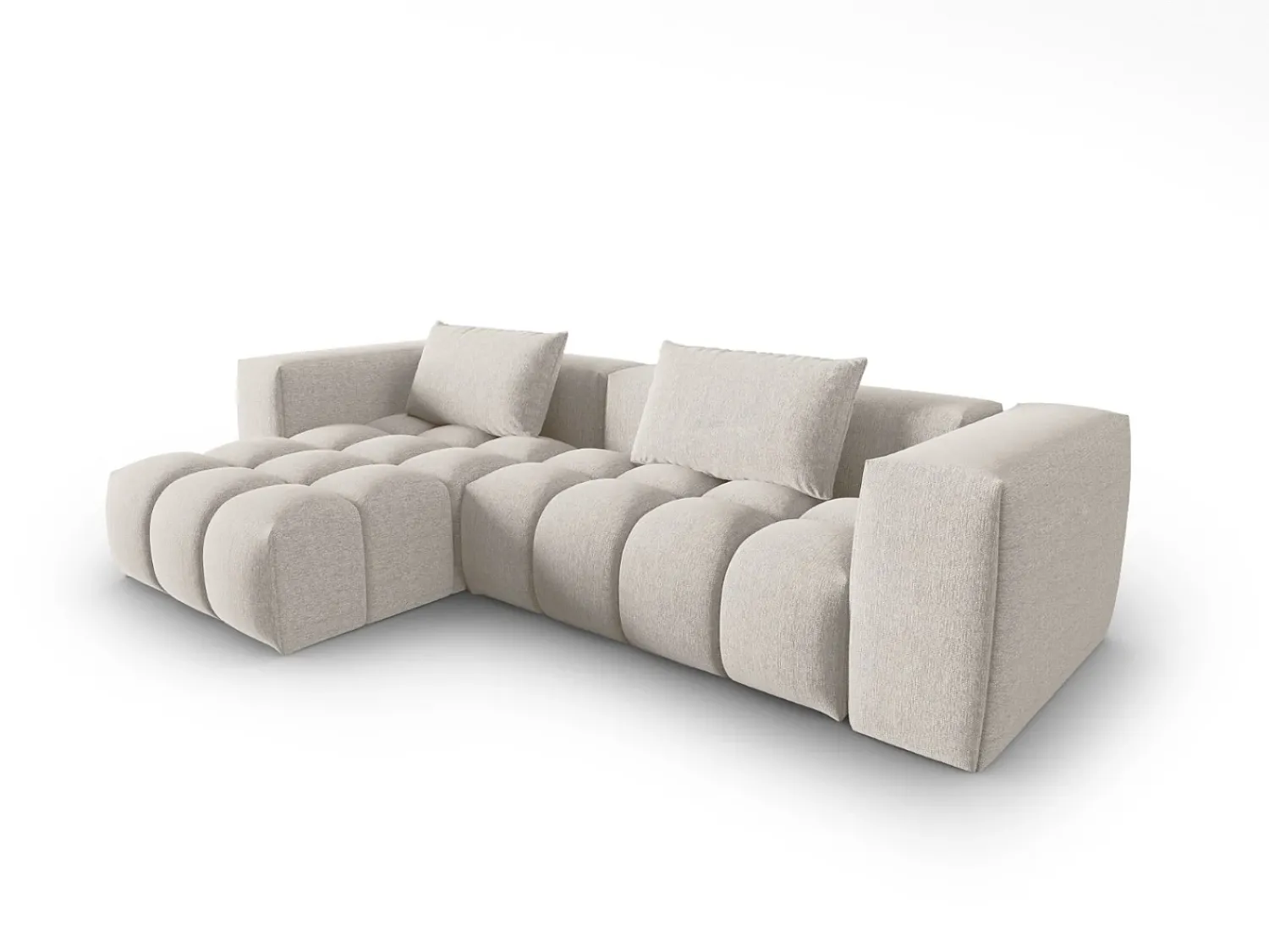 Sofá*CXL by Christian Lacroix - Sofá modular de canto esquerdo "Lorella" 3 lugares em tecido estrutural - 260x145x70cm Bege