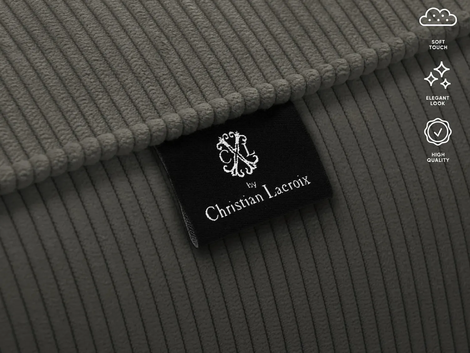 New CXL by Christian Lacroix - Sofá "Tendance" 4 lugares em veludo cotelê cinza escuro - 262x122x72cm Cinza antracite