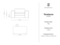 Sofá*CXL by Christian Lacroix - Sofá "Tendance" 1,5 lugares em tecido estrutural cinza claro - 156x122x72cm Cinzento claro