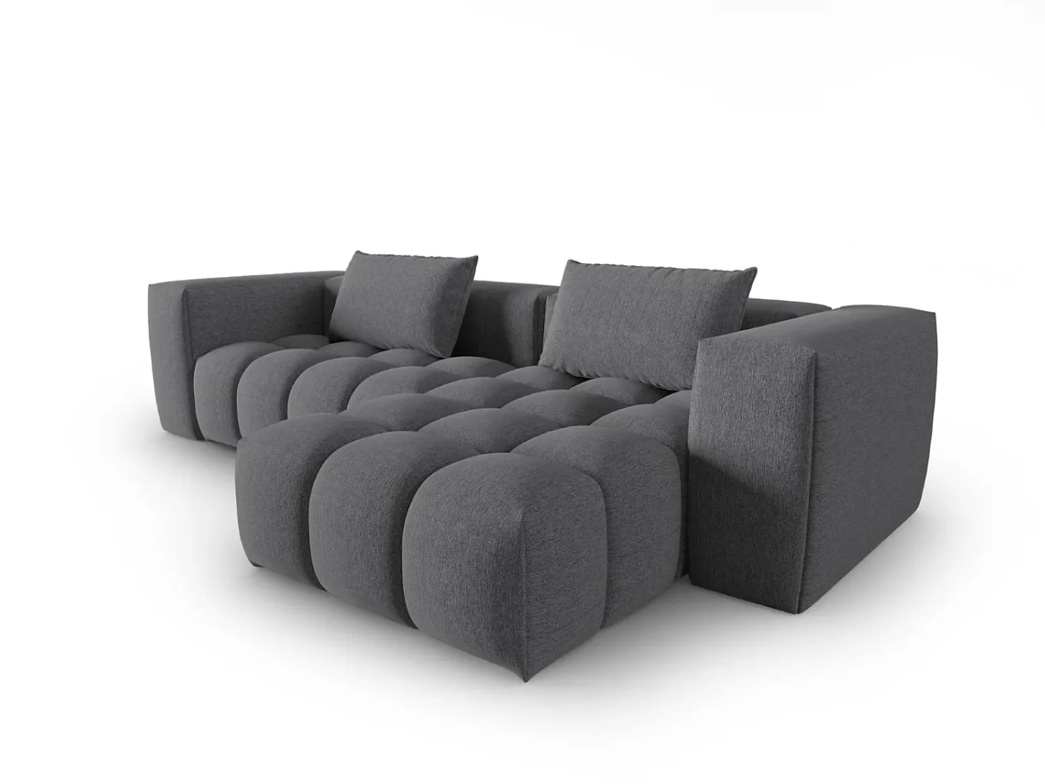 Sofá*CXL by Christian Lacroix - Sofá modular de canto direito "Lorella" 3 lugares em tecido estrutural cinza - 260x145x70cm Cinzento