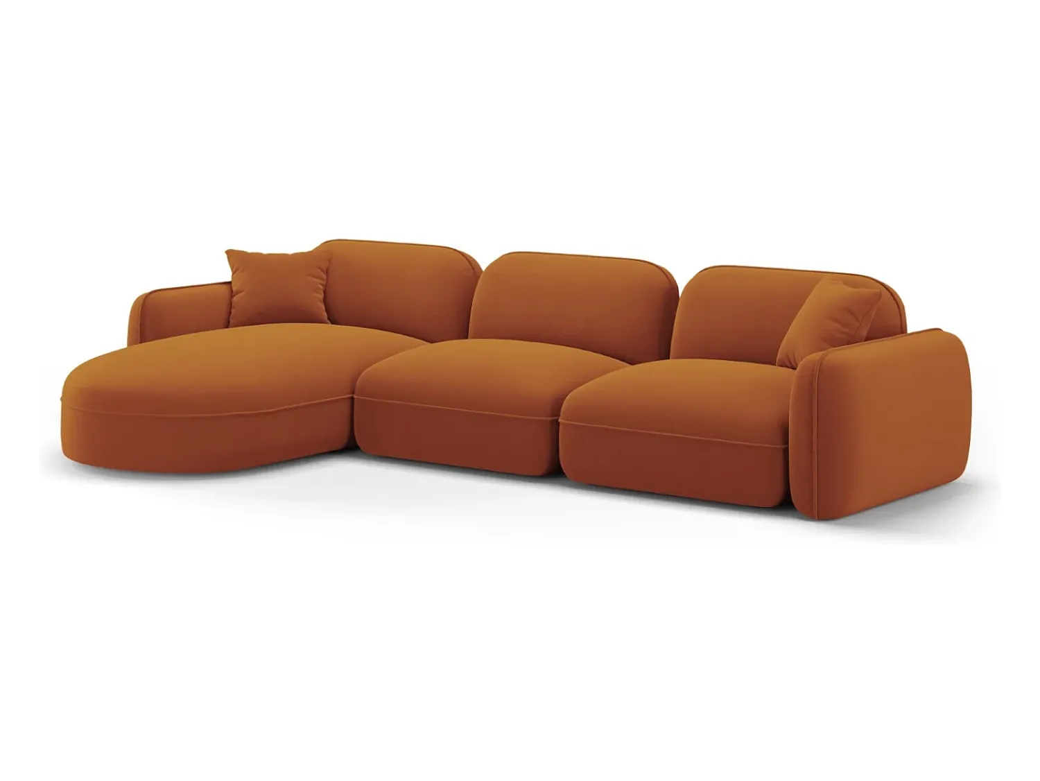 Sofá*CXL by Christian Lacroix - Sofá modular de canto esquerdo "Lucien" 4 lugares em veludo - 320x165x70cm Terracota