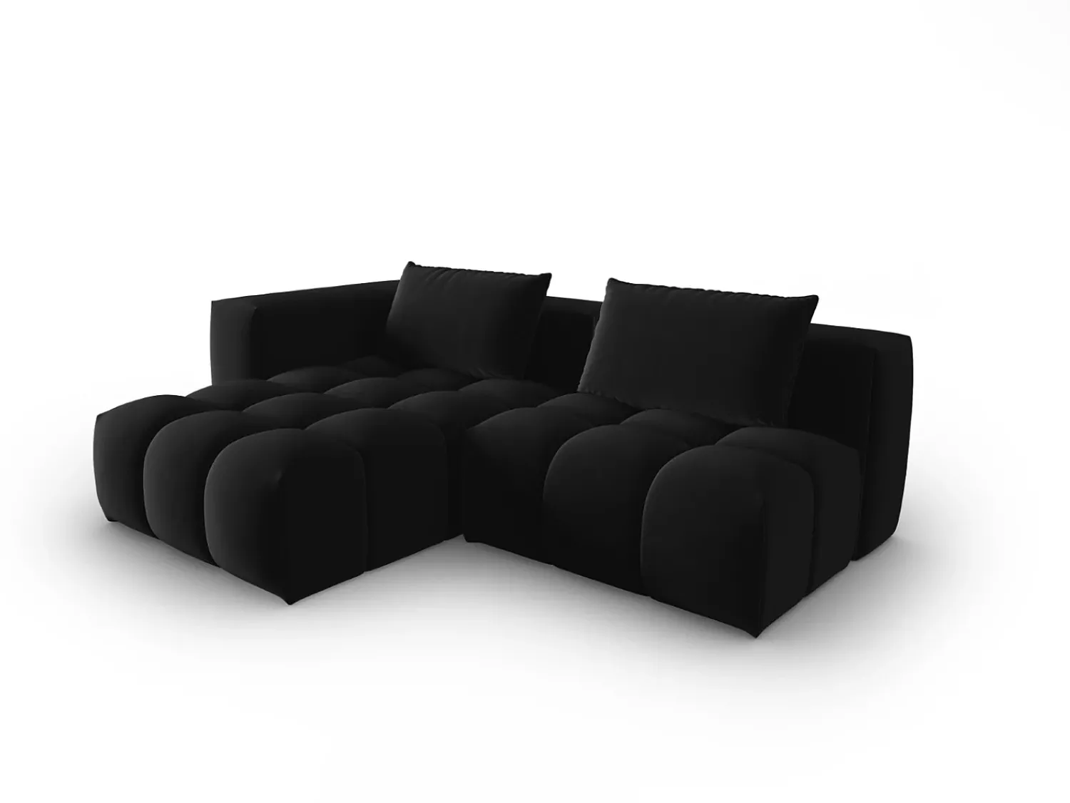 Sofá|CXL by Christian Lacroix - Sofá modular de canto esquerdo "Lorella" 3 lugares em veludo - 205x145x70cm Preto