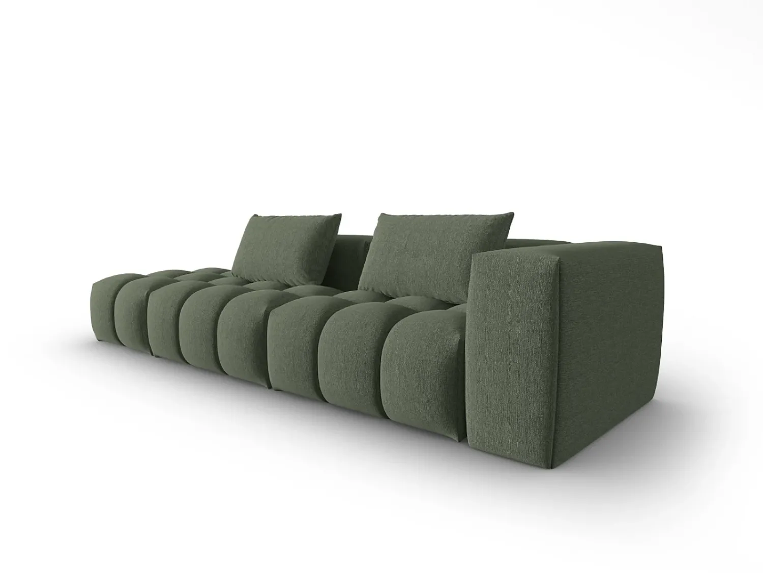 Sofá|CXL by Christian Lacroix - Sofá modular virado para a esquerda "Lorella" 3 lugares em tecido estrutural verde oliva escuro - 265x85x70cm Verde pinho