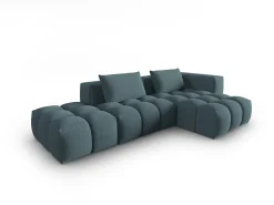 Clearance CXL by Christian Lacroix - Sofá modular de canto direito "Lorella" 4 lugares em tecido estrutural - 265x145x70cm Azul claro