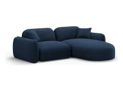 Sofá|CXL by Christian Lacroix - Sofá modular de canto direito "Lucien" 3 lugares em veludo - 230x165x70cm Azul escuro