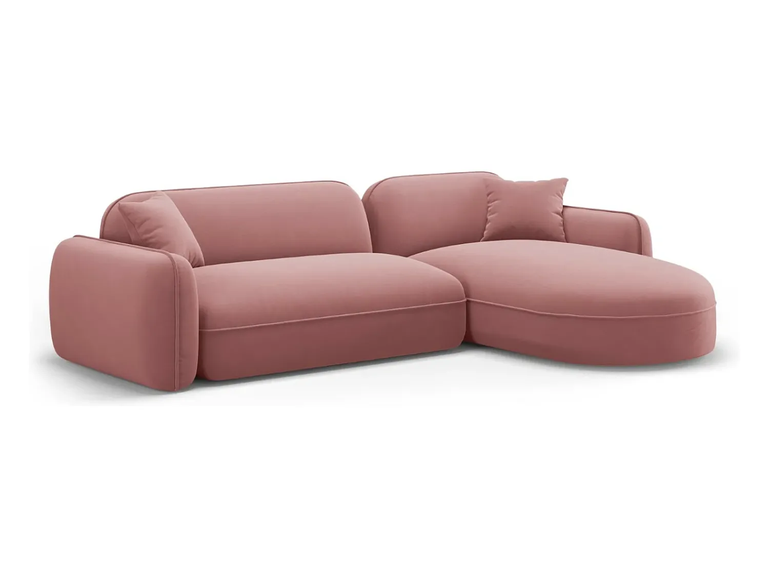 Sofá*CXL by Christian Lacroix - Sofá modular de canto direito "Lucien" 4 lugares em veludo salmão - 275x165x70cm Rosa claro
