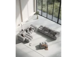 CXL by Christian Lacroix - Sofá modular virado para a esquerda "Lorella" 3 lugares em tecido estrutural escuro - 265x85x70cm^ Sofá