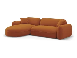 Sofá|CXL by Christian Lacroix - Sofá modular de canto esquerdo "Lucien" 4 lugares em veludo - 275x165x70cm Terracota