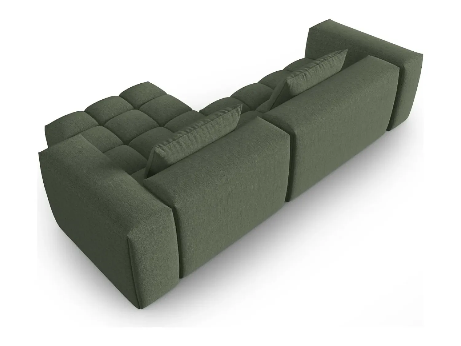 Sofá*CXL by Christian Lacroix - Sofá modular de canto direito "Lorella" 3 lugares em tecido estrutural verde oliva escuro - 260x145x70cm Verde pinho