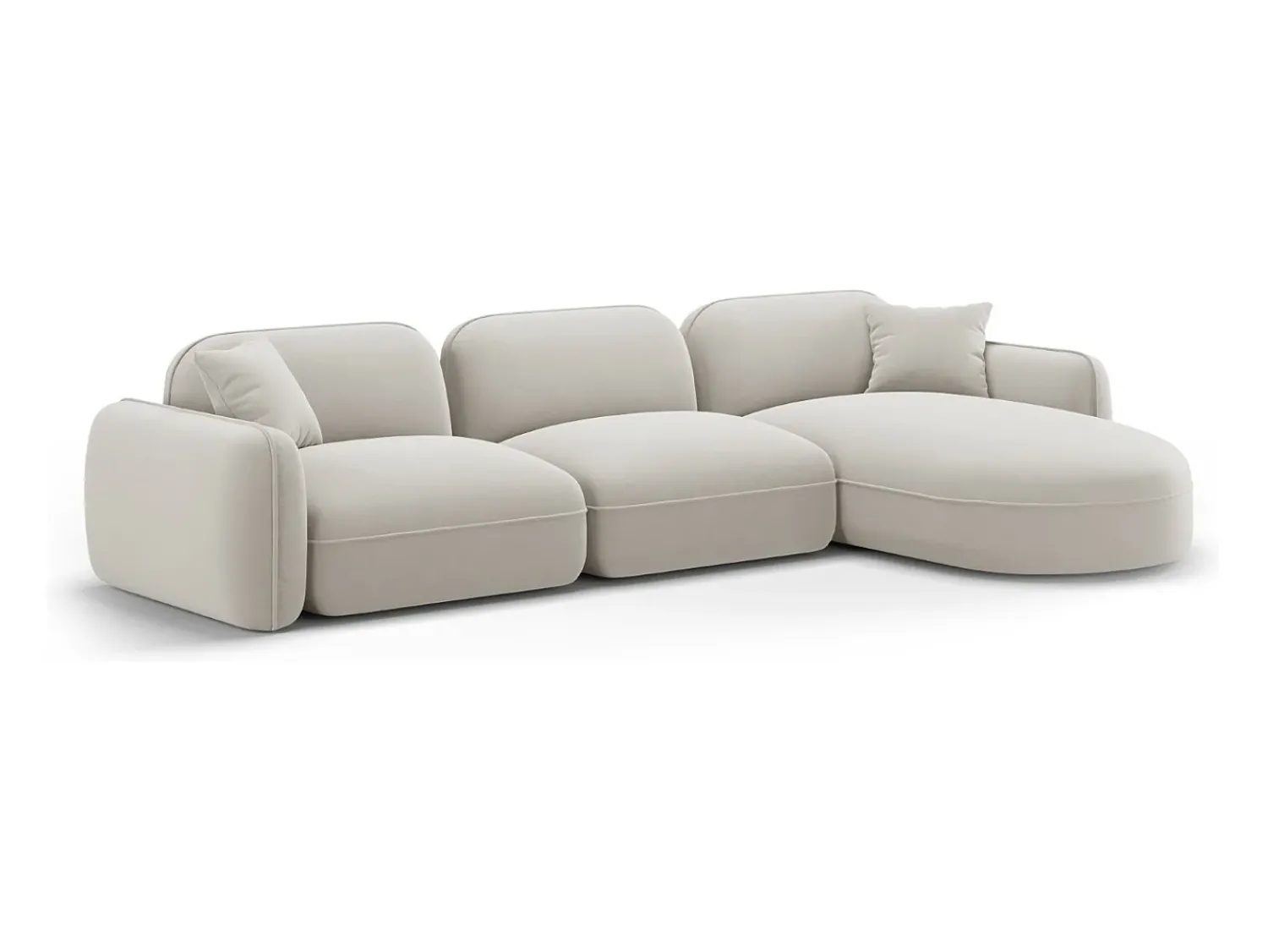 Online CXL by Christian Lacroix - Sofá modular de canto direito "Lucien" 4 lugares em veludo claro - 320x165x70cm Bege